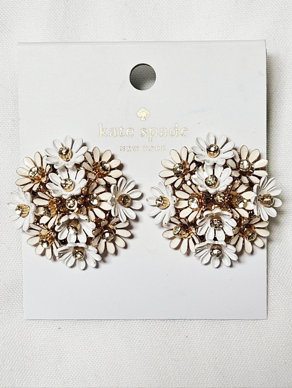kate spade White and Gold Floral Cluster Earrings
